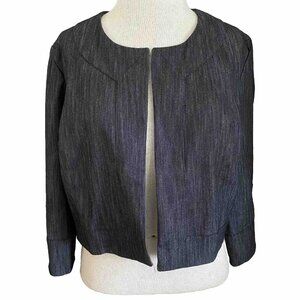Cato Blazer Jacket Women's Large Charcoal Black Open Front 3/4 Sleeve Minimalist